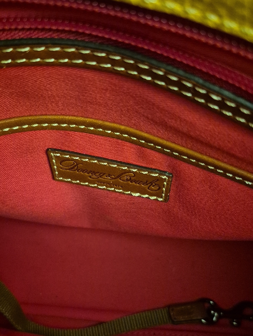 Dooney & Bourke Yellow and Brown Pebbled Leather Satchel (Dustbag Included) - Picture 12 of 14